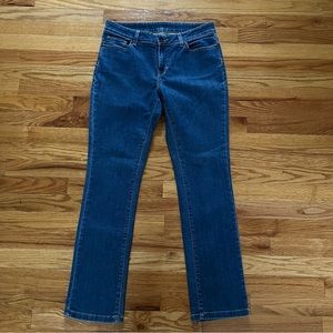 LL Bean Women’s Modern Fit True Shape straight leg jeans, medium blue, size 10
